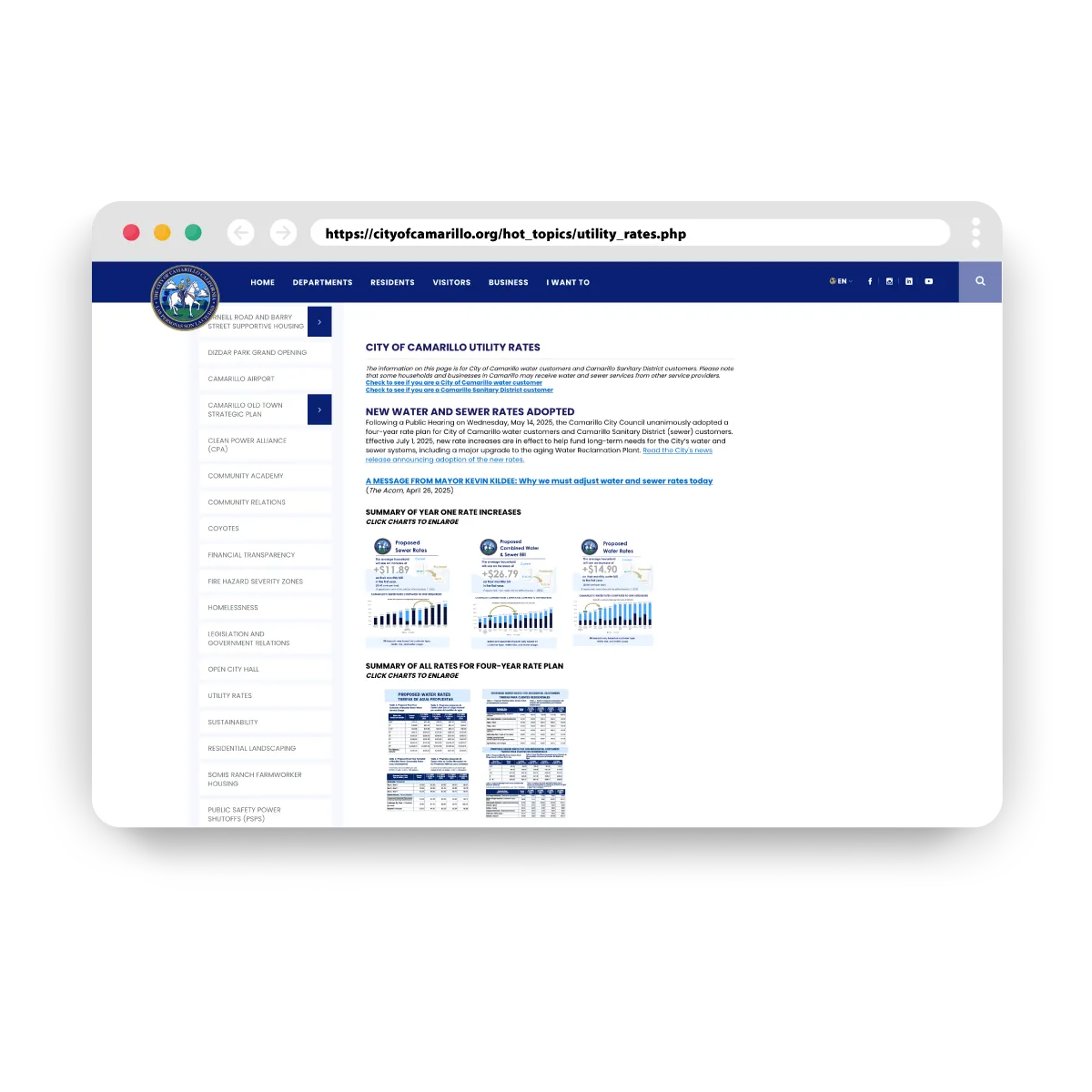 Visit City of Camarillo Rates Page